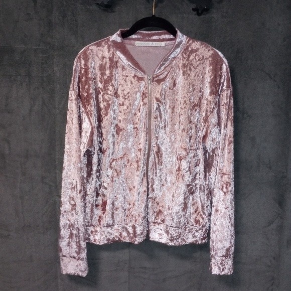 Jackets & Blazers - Mosaic & Co Pink Velvet Super Soft Full Zip Jacket Size Large NWOT